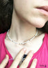 Boho Necklace,Seed Bead Choker, Black and White Crystal